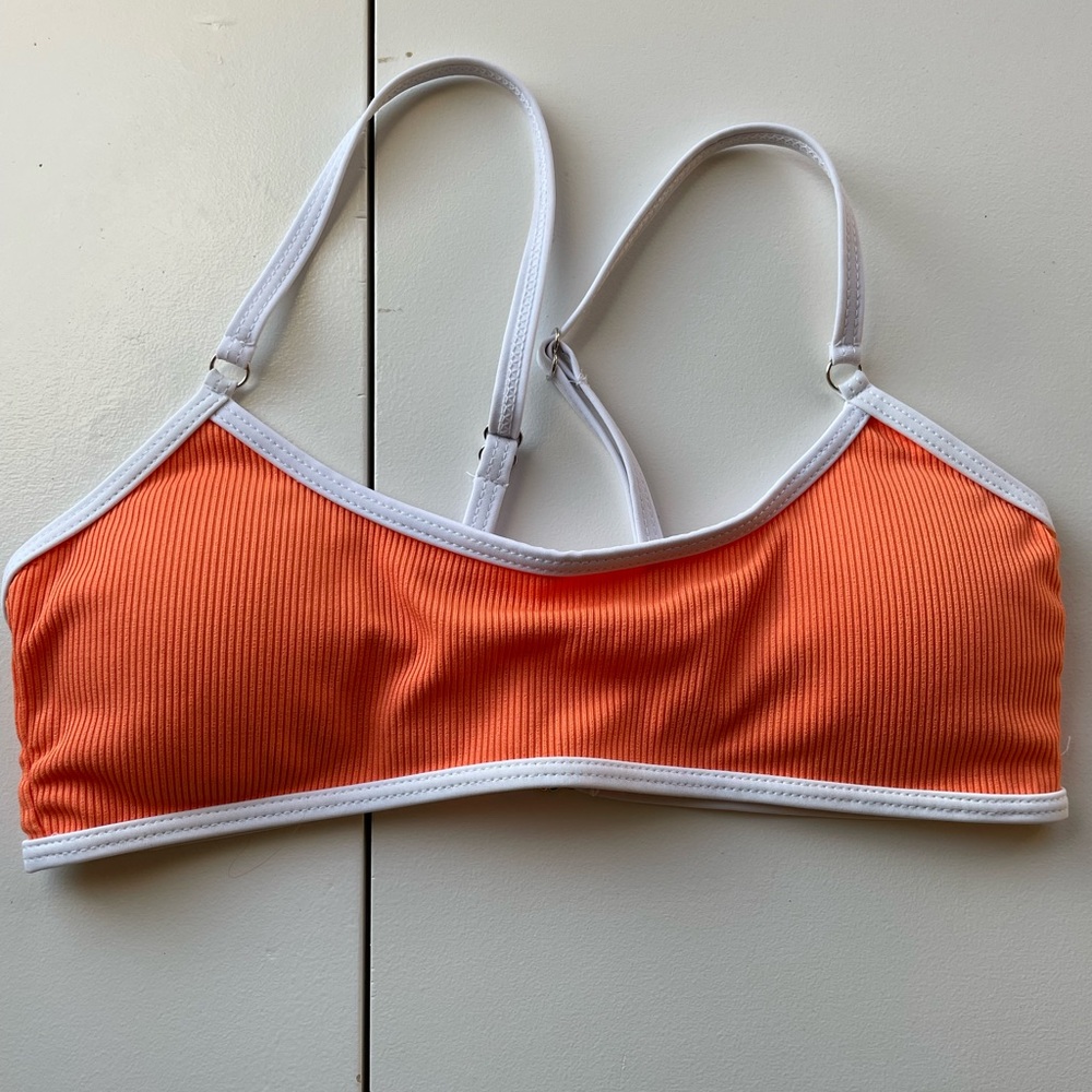 Orange and white bikini top